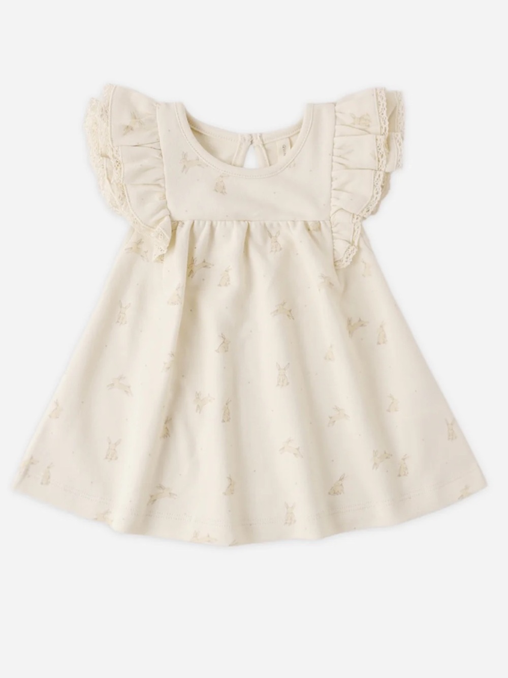 Quincy Mae Girls' Cream Ruffle Sleeve Flutter Dress and Bloomer Set 6-12 mos